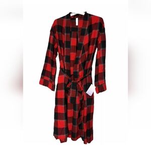Stars Above Men Adult Robe Red Buffalo Check